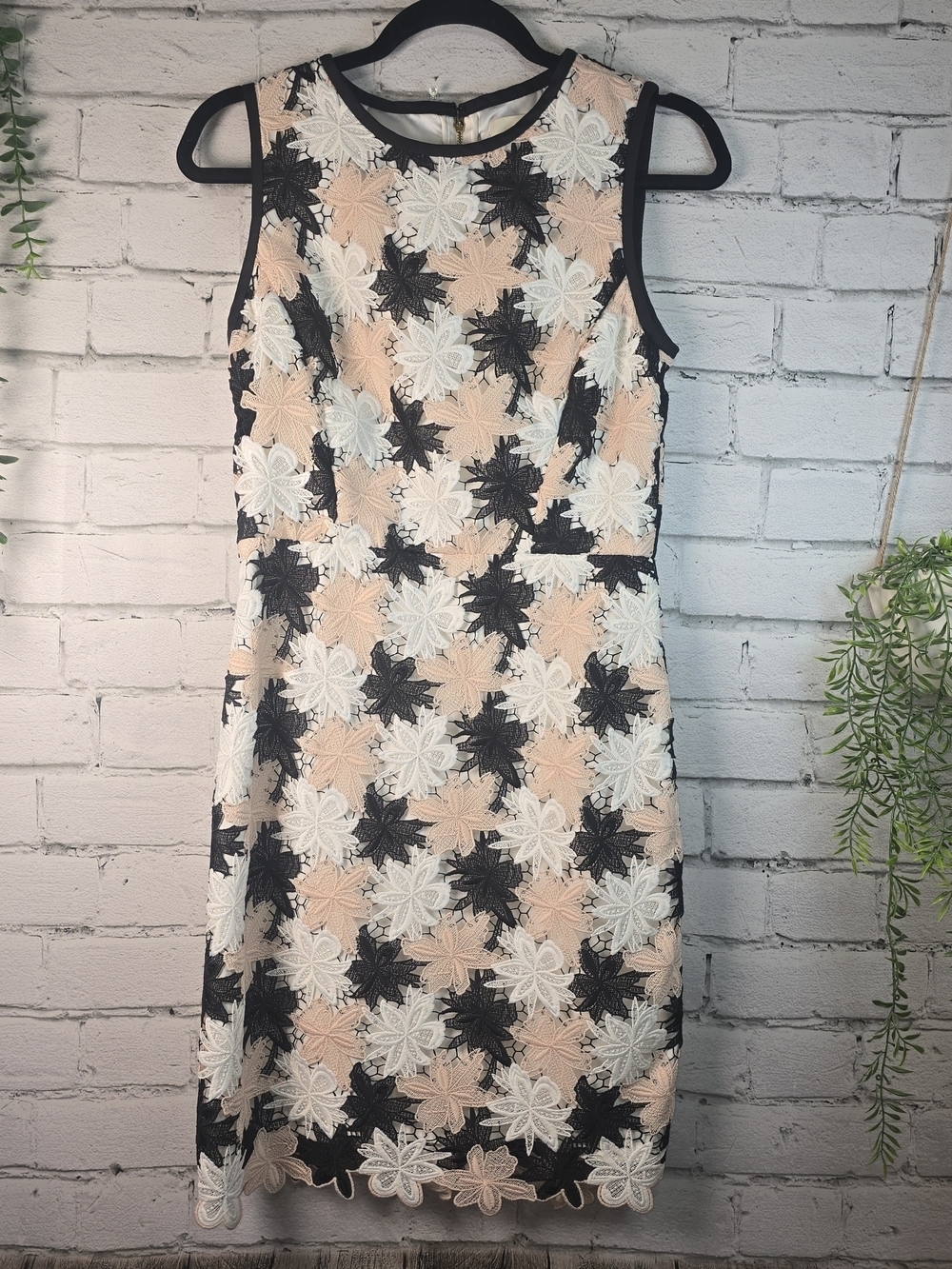 KATE SPADE NEW YORK TIGER LILY FLORAL LACE SHEATH DRESS BLACK BLUSH WHITE SIZE 6